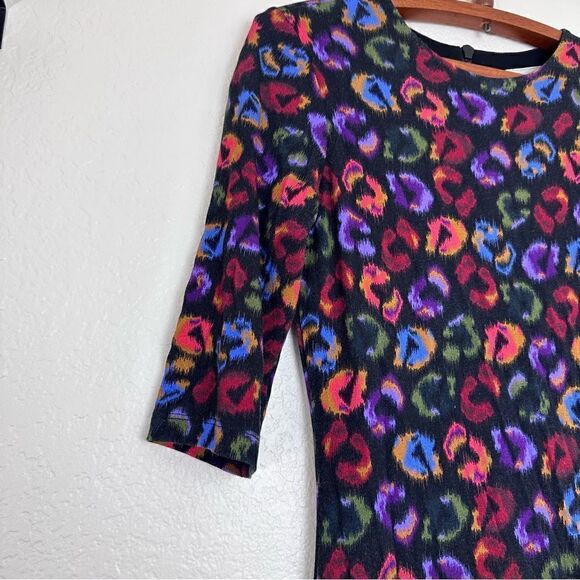 FARM Rio Leopard Print Jersey Sheath Dress in Black Ikat-Dyed Size S - Picture 4 of 13